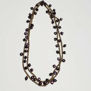 Charisse New York Purple Freshwater Pearl Gold Tone Necklace 40"